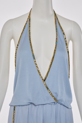 A Kaisik Wong blue jersey ensemble, 1970s - 5