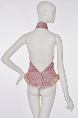 A rare Kaisik Wong pink jersey and lurex 'Peace' thong, 1970s - 3
