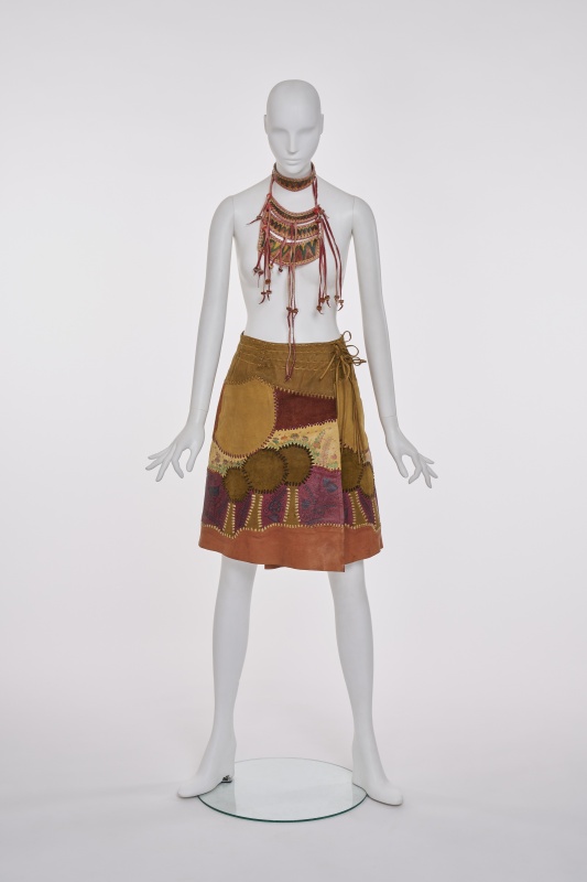 A Char silk and leather Wearable Art ensemble, Mexican, late 1960s-early 1970s