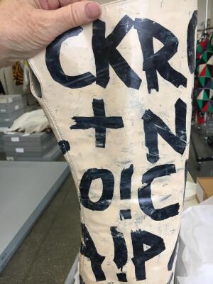 A pair of rare Stephen Sprouse graffiti-painted patent boots, late 1980s-early 1990s - 16