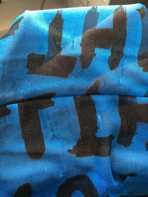 A pair of Stephen Sprouse blue and black printed nylon leggings, Autumn-Winter 1984-85 - 13