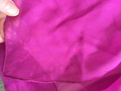A Halston printed magenta and white batik effect chiffon caftan, circa 1975 - 11