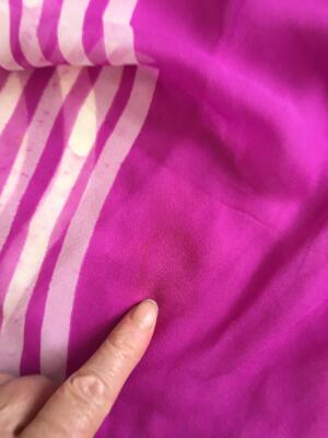 A Halston printed magenta and white batik effect chiffon caftan, circa 1975 - 14