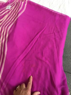 A Halston printed magenta and white batik effect chiffon caftan, circa 1975 - 15