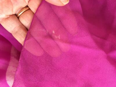 A Halston printed magenta and white batik effect chiffon caftan, circa 1975 - 25