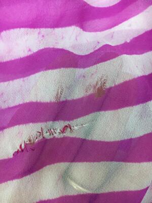 A Halston printed magenta and white batik effect chiffon caftan, circa 1975 - 28