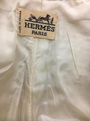 A Pair of Herm&egrave;s white ostrich leather jodhpurs, 1980s - 11
