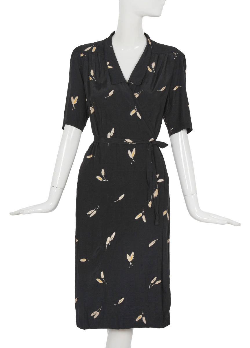 A Comme des Gar&ccedil;ons printed navy rayon wrap-dress, 1970s