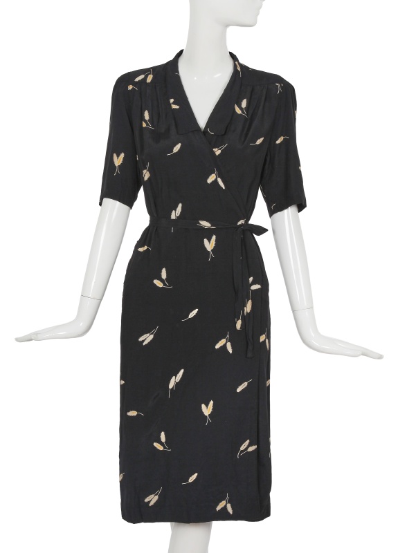 A Comme des Gar&ccedil;ons printed navy rayon wrap-dress, 1970s