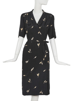 A Comme des Gar&ccedil;ons printed navy rayon wrap-dress, 1970s