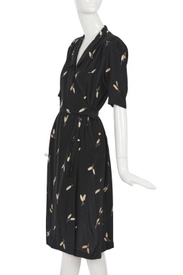 A Comme des Gar&ccedil;ons printed navy rayon wrap-dress, 1970s - 2