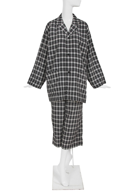 A Comme des Gar&ccedil;ons black and white plaid rayon ensemble, probably 'Dots, Polyester Pleats' collection, Autumn-Winter 1985-86