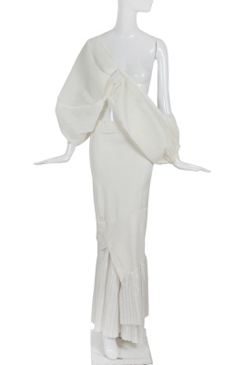 A Comme des Gar&ccedil;ons white dress/skirt and jacket, 'Bias Cutting' collection, Spring-Summer 1986 - 7