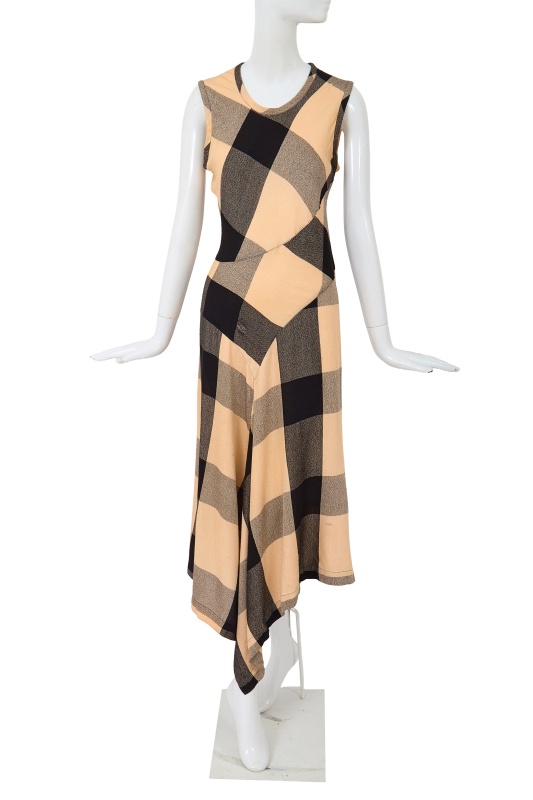 A Comme des Gar&ccedil;ons black and beige bias-cut rayon dress, 'Bias Cutting' collection, Spring-Summer 1986