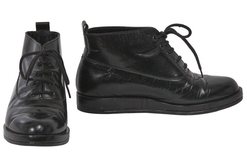 A pair of Comme des Gar&ccedil;ons black leather boots, 'Bias Cutting' collection, Spring-Summer 1986