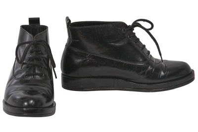 A pair of Comme des Gar&ccedil;ons black leather boots, 'Bias Cutting' collection, Spring-Summer 1986