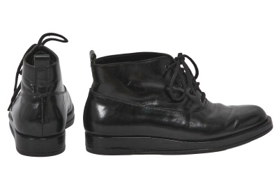A pair of Comme des Gar&ccedil;ons black leather boots, 'Bias Cutting' collection, Spring-Summer 1986 - 2