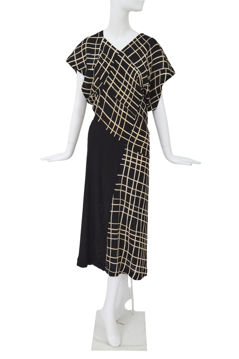 A Comme des Gar&ccedil;ons black and ivory checked cr&ecirc;pe dress, probably 'Bias Cutting' collection, Spring-Summer 1986