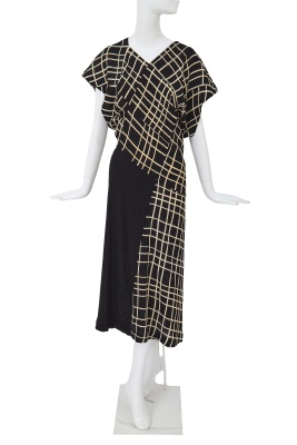 A Comme des Gar&ccedil;ons black and ivory checked cr&ecirc;pe dress, probably 'Bias Cutting' collection, Spring-Summer 1986