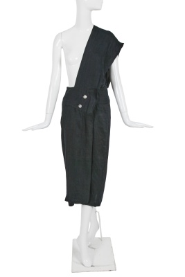 A Comme des Gar&ccedil;ons black linen pinafore skirt, 'Bias Cutting' collection, Spring-Summer 1986