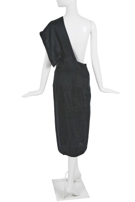 A Comme des Gar&ccedil;ons black linen pinafore skirt, 'Bias Cutting' collection, Spring-Summer 1986 - 3