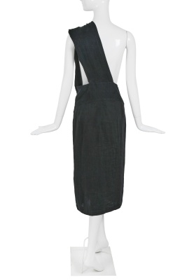A Comme des Gar&ccedil;ons black linen pinafore skirt, 'Bias Cutting' collection, Spring-Summer 1986 - 4
