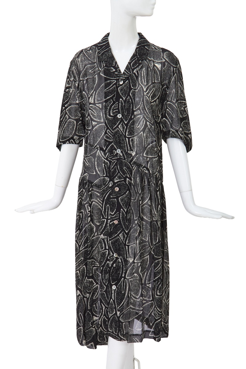 A Comme des Gar&ccedil;ons black and white printed polyester dress, 'Bias Cutting' collection, Spring-Summer 1986