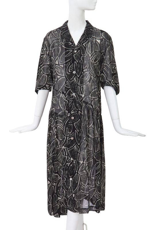 A Comme des Gar&ccedil;ons black and white printed polyester dress, 'Bias Cutting' collection, Spring-Summer 1986
