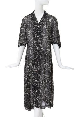 A Comme des Gar&ccedil;ons black and white printed polyester dress, 'Bias Cutting' collection, Spring-Summer 1986