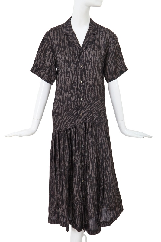 A Comme des Gar&ccedil;ons black and grey printed rayon dress, 'Bias Cutting' collection, Spring-Summer 1986