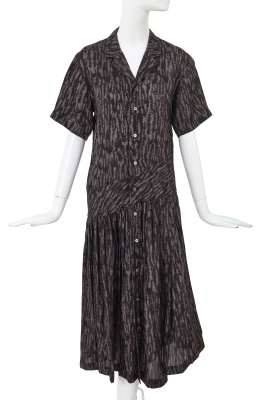 A Comme des Gar&ccedil;ons black and grey printed rayon dress, 'Bias Cutting' collection, Spring-Summer 1986