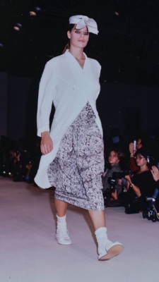 A Comme des Gar&ccedil;ons black and grey printed rayon dress, 'Bias Cutting' collection, Spring-Summer 1986 - 2