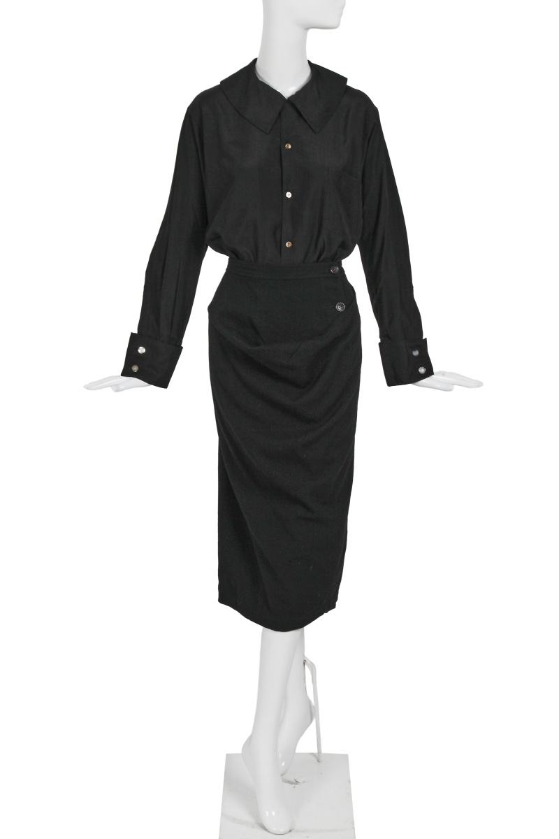 A Comme des Gar&ccedil;ons black wool and silk ensemble, 'Bonding' collection, Autumn-Winter 1986-87