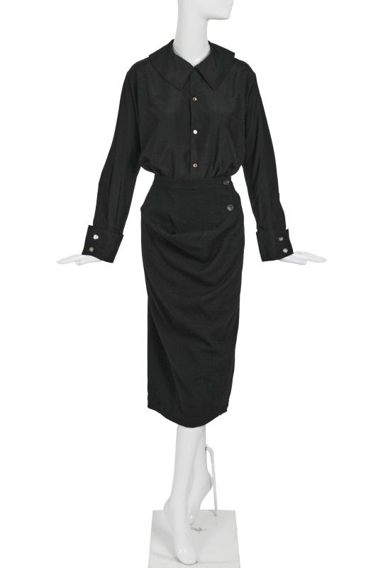 A Comme des Gar&ccedil;ons black wool and silk ensemble, 'Bonding' collection, Autumn-Winter 1986-87