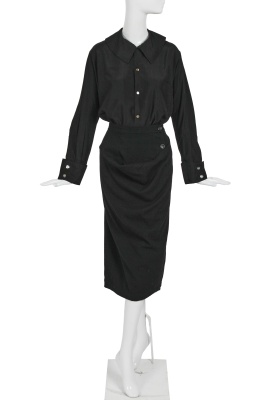 A Comme des Gar&ccedil;ons black wool and silk ensemble, 'Bonding' collection, Autumn-Winter 1986-87