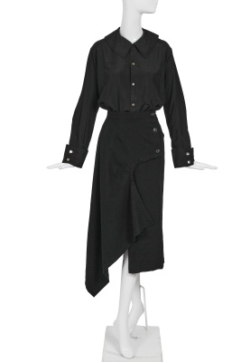 A Comme des Gar&ccedil;ons black wool and silk ensemble, 'Bonding' collection, Autumn-Winter 1986-87 - 2