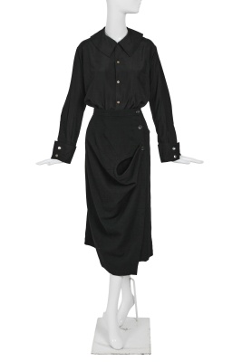 A Comme des Gar&ccedil;ons black wool and silk ensemble, 'Bonding' collection, Autumn-Winter 1986-87 - 3
