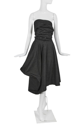 A Comme des Gar&ccedil;ons grey denim dress, 'Young Chic, No Shoulder' collection, Spring-Summer 1987