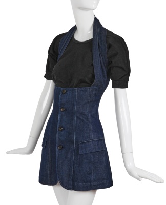 A Comme des Gar&ccedil;ons blue denim pinafore skirt, 'Young Chic, No Shoulder' collection, Spring-Summer 1987 - 3
