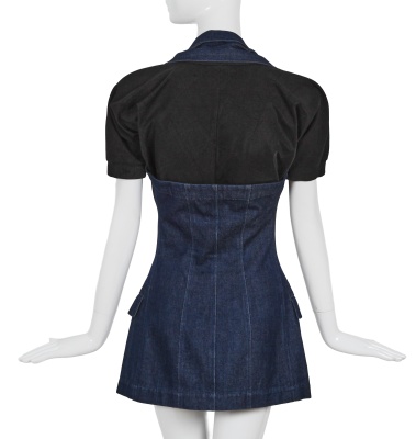 A Comme des Gar&ccedil;ons blue denim pinafore skirt, 'Young Chic, No Shoulder' collection, Spring-Summer 1987 - 4