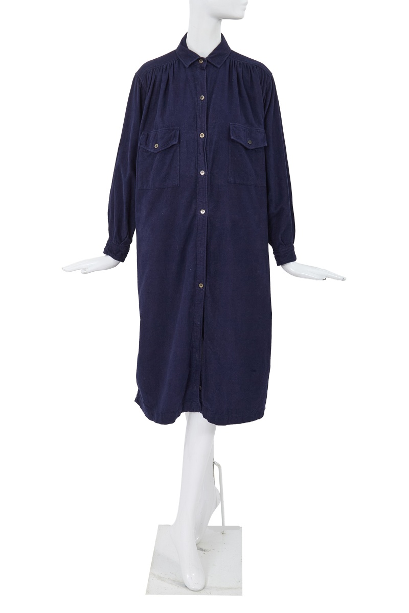 A Comme des Gar&ccedil;ons blue cotton moleskin shirt-dress, 1970s
