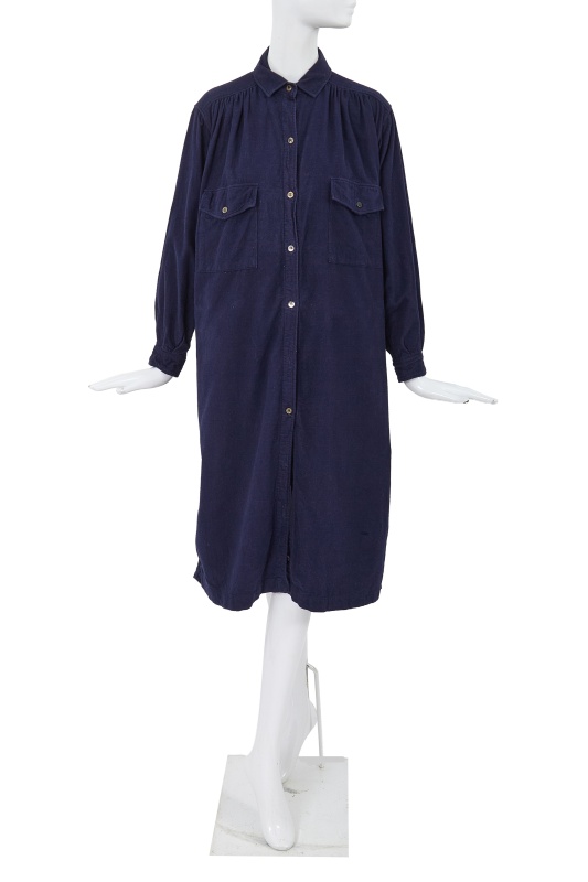 A Comme des Gar&ccedil;ons blue cotton moleskin shirt-dress, 1970s