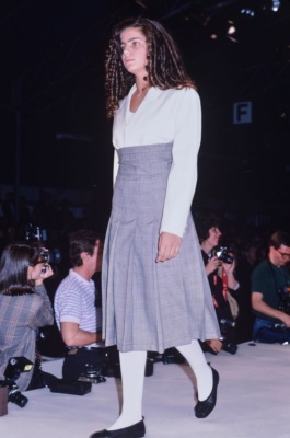 A Comme des Gar&ccedil;ons glen plaid wool skirt, 'Young Chic, No Shoulder' collection, Spring-Summer 1987 - 2