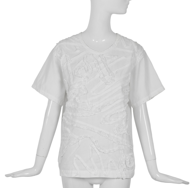 A Comme des Gar&ccedil;ons white cotton t-shirt, probably 'Young Chic, No Shoulder' collection, Spring-Summer 1987