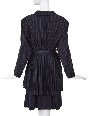 A Comme des Gar&ccedil;ons navy pinstriped wool suit, 'White Shirt + Pants, Khaki, Lili Marleen' collection, Autumn-Winter 1987-88 - 4