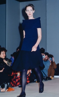 A Comme des Gar&ccedil;ons black velvet and wool ensemble, 'White Shirt + Pants, Khaki, Lili Marleen' collection, Autumn-Winter 1987-88 - 2