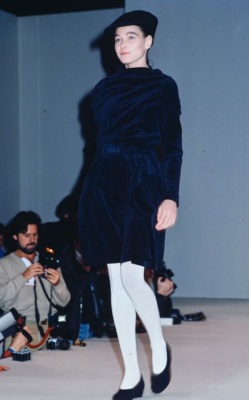 A Comme des Gar&ccedil;ons black velvet and wool ensemble, 'White Shirt + Pants, Khaki, Lili Marleen' collection, Autumn-Winter 1987-88 - 8