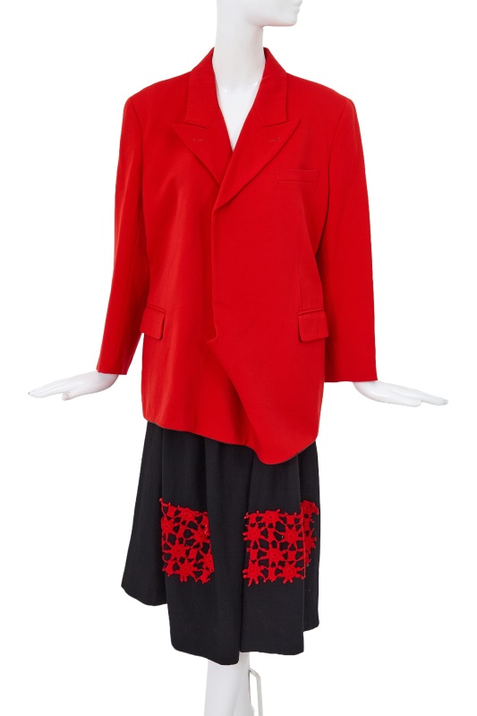 A Comme des Gar&ccedil;ons black and red wool ensemble, 'Red is Black' collection, Autumn-Winter 1988-89