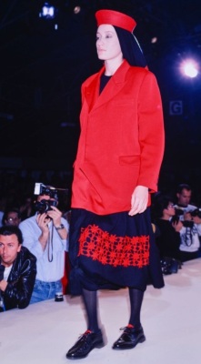 A Comme des Gar&ccedil;ons black and red wool ensemble, 'Red is Black' collection, Autumn-Winter 1988-89 - 2
