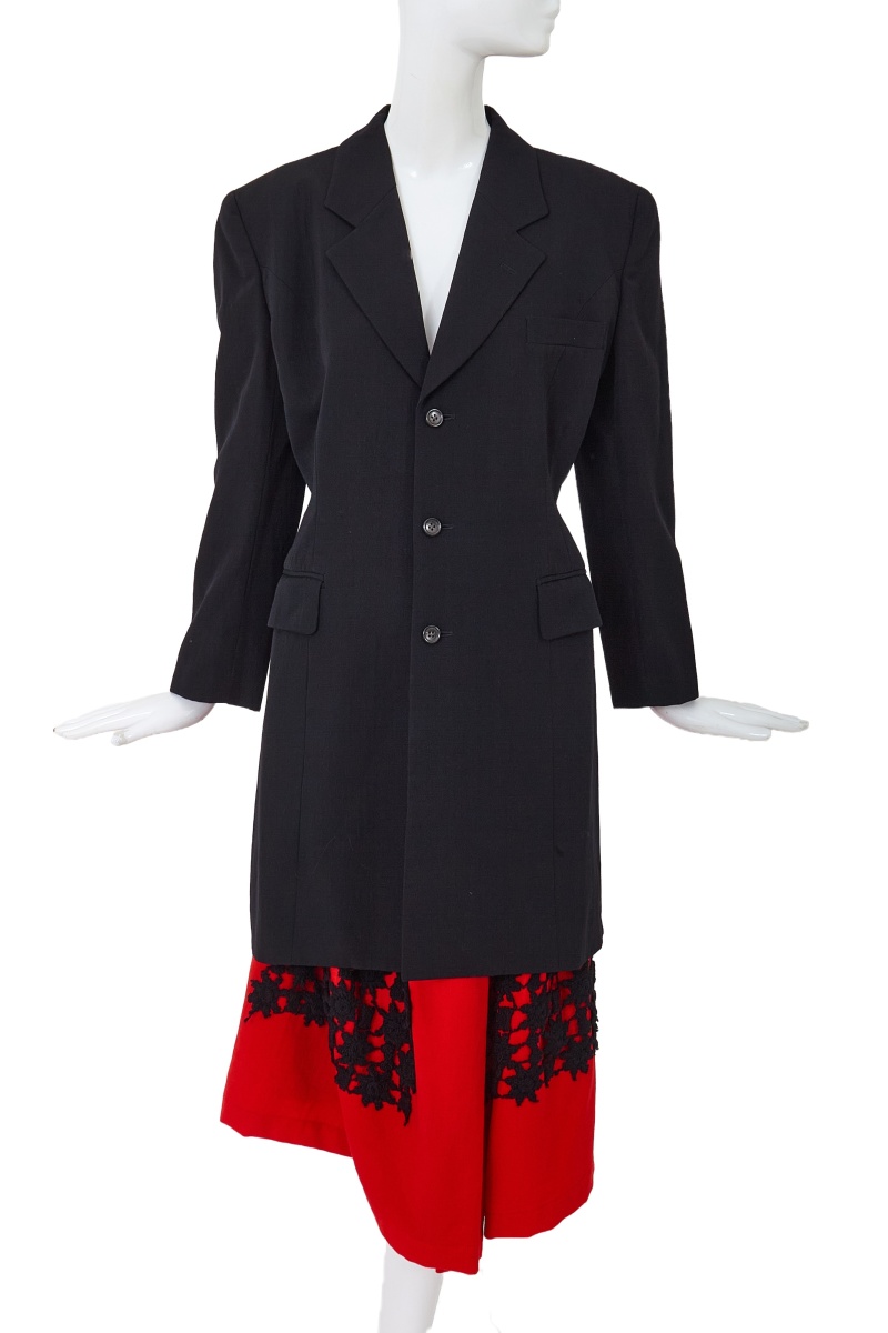 A Comme des Gar&ccedil;ons black and red wool ensemble, 'Red is Black' collection, Autumn-Winter 1988-89